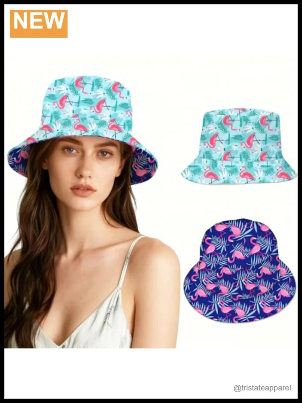 Reversible Flamingo Bucket Hat for Women Men Sun Protection Packable
